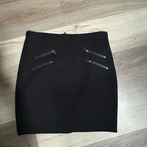 PAIGE Black Mini Pencil Skirt with Silver Zippers